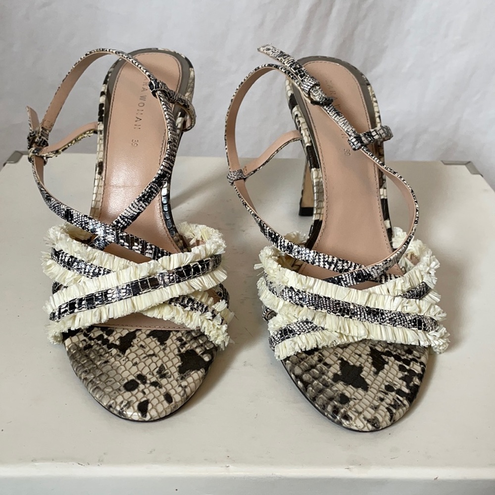 Zara snakeskin print & rafata high heels